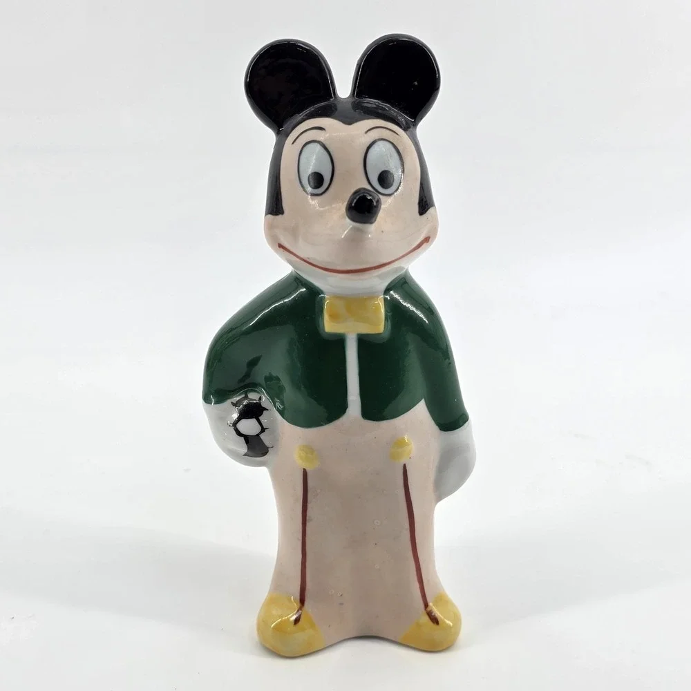 1950's MICKEY MOUSE w/soccer ball high glazed ceramic figure 7